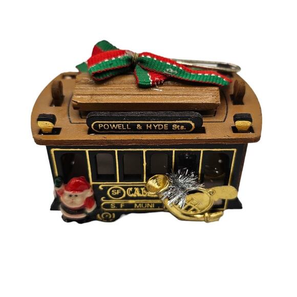 Vintage San Francisco Wooden Cable Car Christmas Ornament - Picture 1 of 4